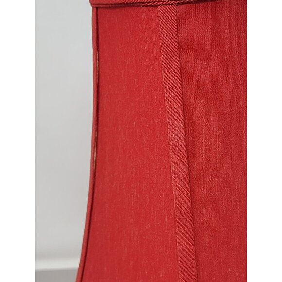 Vintage Crimson Red Fabric Bell Lampshade With Beaded Trim - Picture 11 of 16